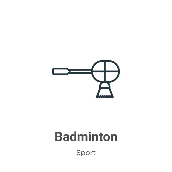 Badminton Umreißt Vektor Symbol Dünne Linie Schwarzes Badminton Symbol Flacher — Stockvektor