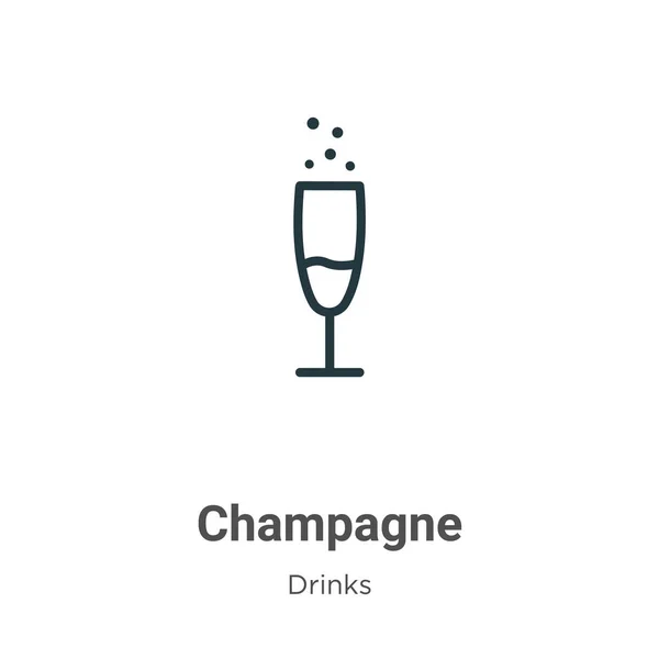 Champagner Umreißt Vektor Symbol Dünne Linie Schwarzer Champagner Symbol Flacher — Stockvektor