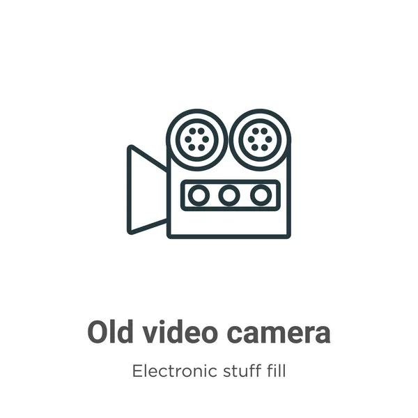 Alte Videokamera Umreißt Vektor Symbol Dünne Linie Schwarze Alte Videokamera — Stockvektor