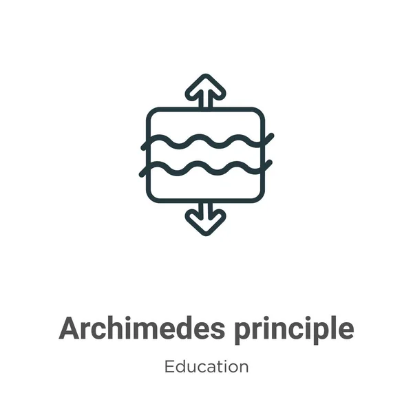 Archimedes Principe Schets Vectoricoon Dunne Lijn Zwart Archimedes Principe Icoon — Stockvector