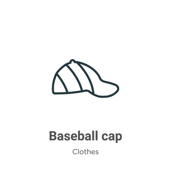 Honkbal Cap Outline Vector Icoon Dunne Lijn Zwart Baseball Cap — Stockvector