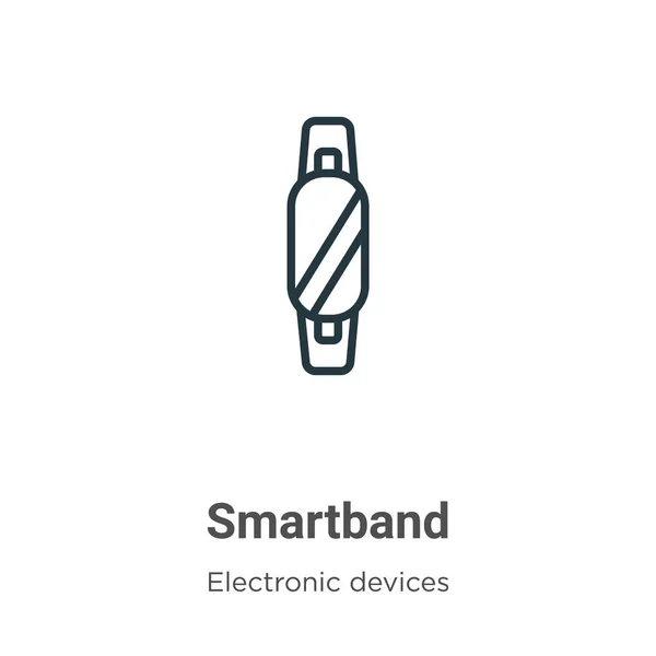 Esquema de banda inteligente icono de vector. Icono de banda inteligente negra de línea delgada, ilustración de elementos simples vectoriales planos a partir del concepto de dispositivos electrónicos editables aislados sobre fondo blanco — Archivo Imágenes Vectoriales