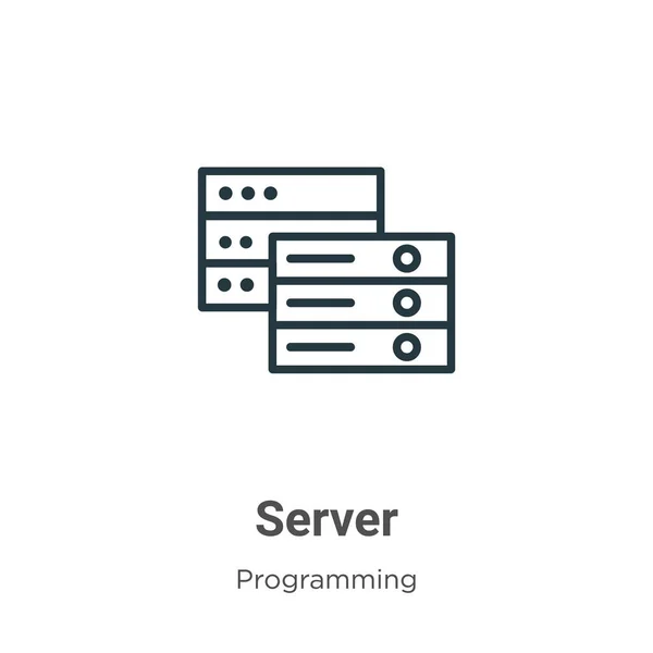 Server Omtrek Vectoricoon Dunne Lijn Zwarte Server Icoon Platte Vector — Stockvector