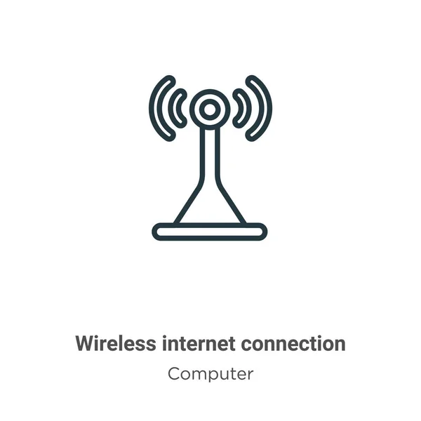 Connexion Internet sans fil icône vectorielle. Léger trait noir, icône de connexion Internet sans fil, vecteur plat, illustration par élément simple du concept d'ordinateur modifiable isolé sur fond blanc. — Image vectorielle