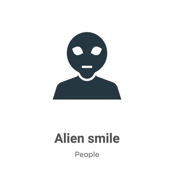 Alien Χαμόγελο Glyph Διάνυσμα Εικονίδιο Λευκό Φόντο Επίπεδη Διάνυσμα Αλλοδαπός — Διανυσματικό Αρχείο