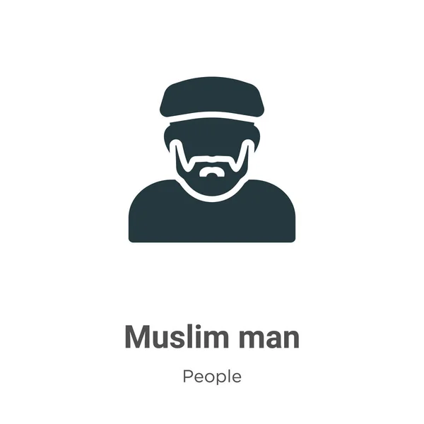 Uomo Musulmano Vettore Icona Glifo Sfondo Bianco Vettore Piatto Musulmano — Vettoriale Stock