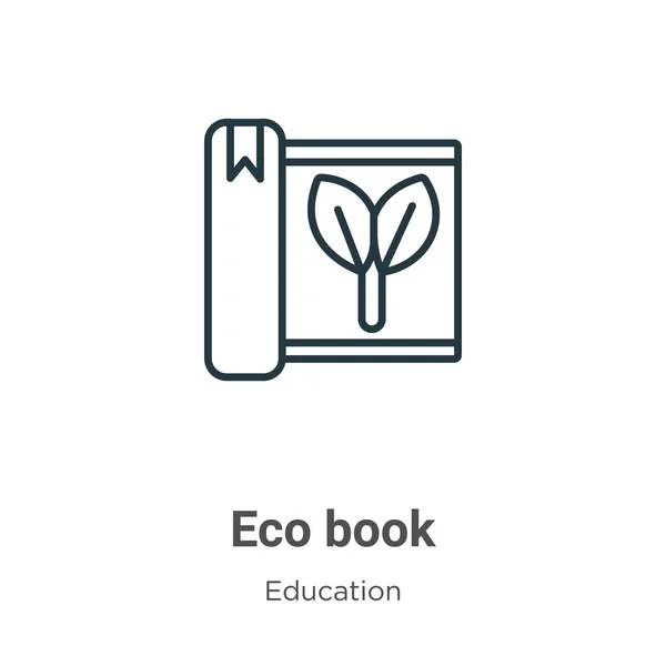 Eco Book Outline Vector Icon Thin Line Black Eco Book — Stock Vector