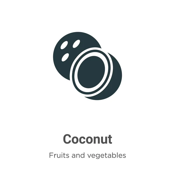 Coconut Glyph Ikon Vektor Vit Bakgrund Platt Vektor Kokos Ikon — Stock vektor
