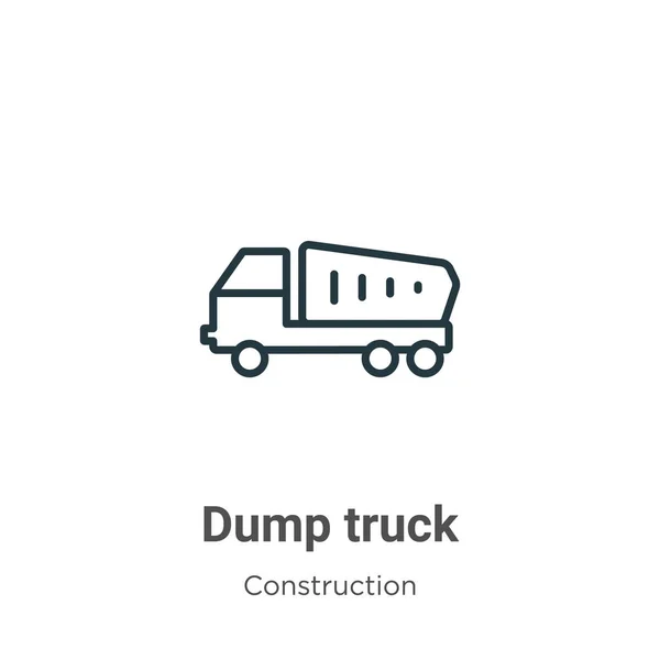 Dump Truck Omtrek Vector Icoon Dunne Lijn Zwarte Dumper Icoon — Stockvector