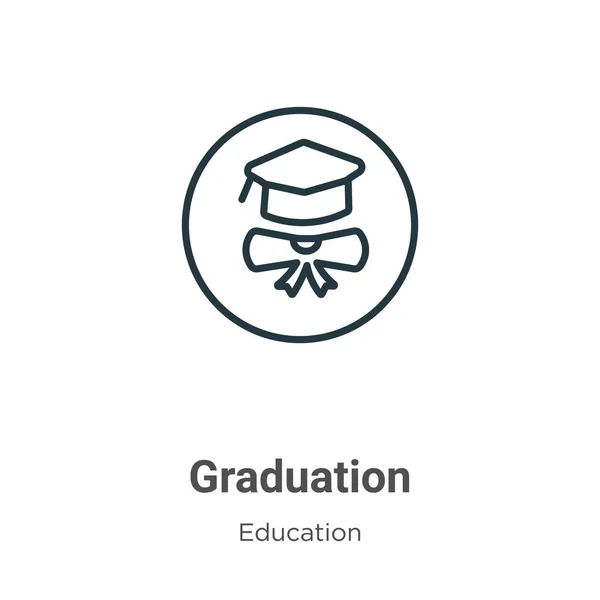 Περίγραμμα Αποφοίτησης Διανυσματικό Εικονίδιο Λεπτή Γραμμή Μαύρο Εικονίδιο Αποφοίτησης Επίπεδη — Διανυσματικό Αρχείο