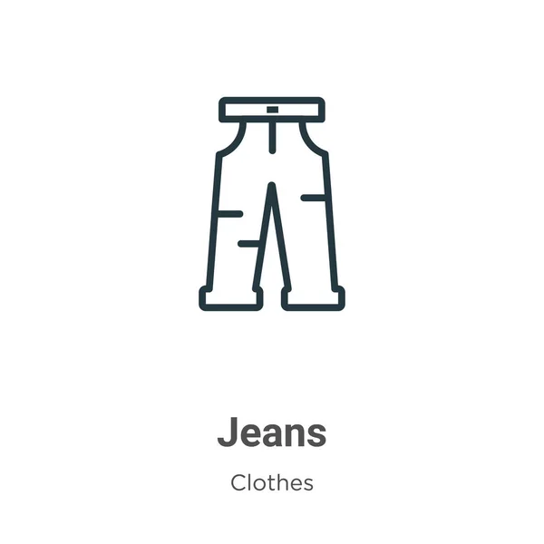 Jeans Contour Icône Vectorielle Ligne Mince Icône Jeans Noirs Vecteur — Image vectorielle