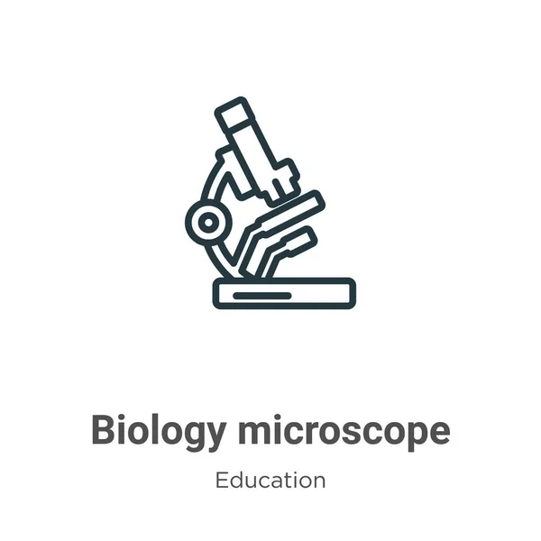Icona Vettoriale Contorno Microscopio Biologia Simbolo Sottile Microscopio Biologia Nera — Vettoriale Stock