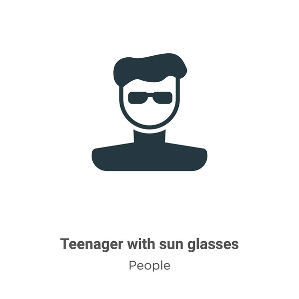 Teenager Sun Glasses Διανυσματικό Εικονίδιο Λευκό Φόντο Επίπεδη Διάνυσμα Έφηβος — Διανυσματικό Αρχείο