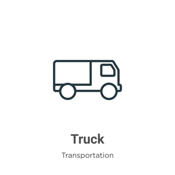 Значок Вектора Контура Грузовика Тонкая Линия Черный Грузовик Значок Плоский — стоковый вектор