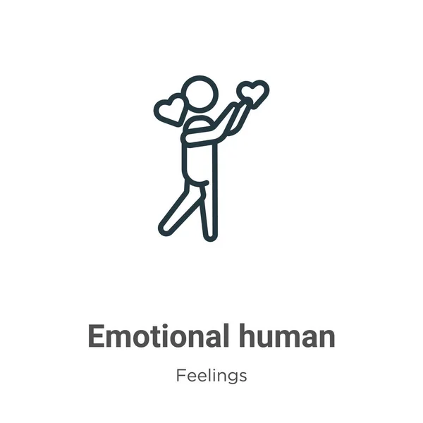 Emocionální Lidská Vektorová Ikona Obrysu Tenká Čára Černá Emoční Lidská — Stockový vektor