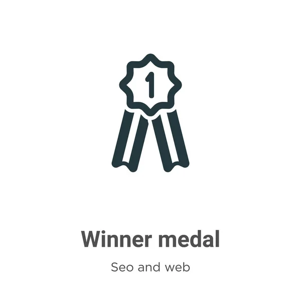 Winner Medal Glyph Icon Vector White Background Flat Vector Winner — Stock Vector