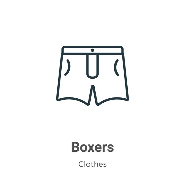 Boxers Contour Icône Vectorielle Thin Line Black Boxers Icon Plat — Image vectorielle