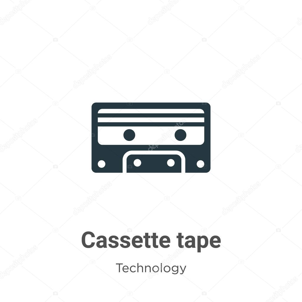 Cassette tape glyph icon vector on white background. Flat vector cassette tape icon symbol sign from modern technology collection for mobile concept and web apps design.