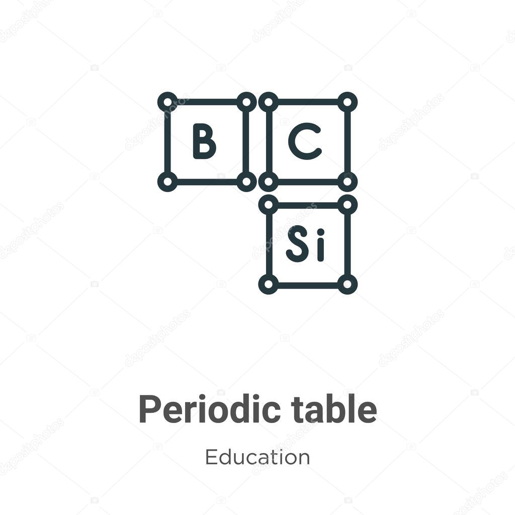 Periodic table outline vector icon. Thin line black periodic table icon, flat vector simple element illustration from editable education concept isolated on white background