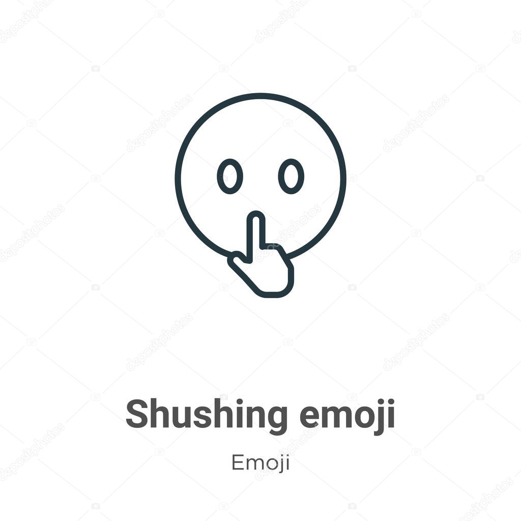 Shushing emoji outline vector icon. Thin line black shushing emoji icon, flat vector simple element illustration from editable emoji concept isolated on white background
