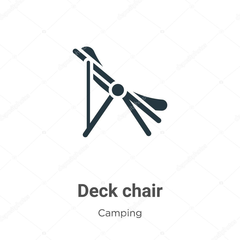 Deck chair vector icon on white background. Flat vector deck chair icon symbol sign from modern camping collection for mobile concept and web apps design.