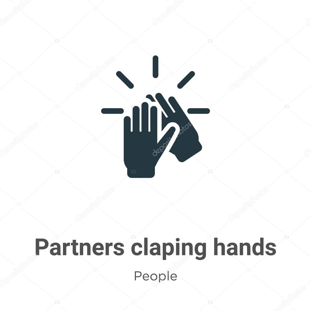 Partners claping hands glyph icon vector on white background. Flat vector partners claping hands icon symbol sign from modern people collection for mobile concept and web apps design.
