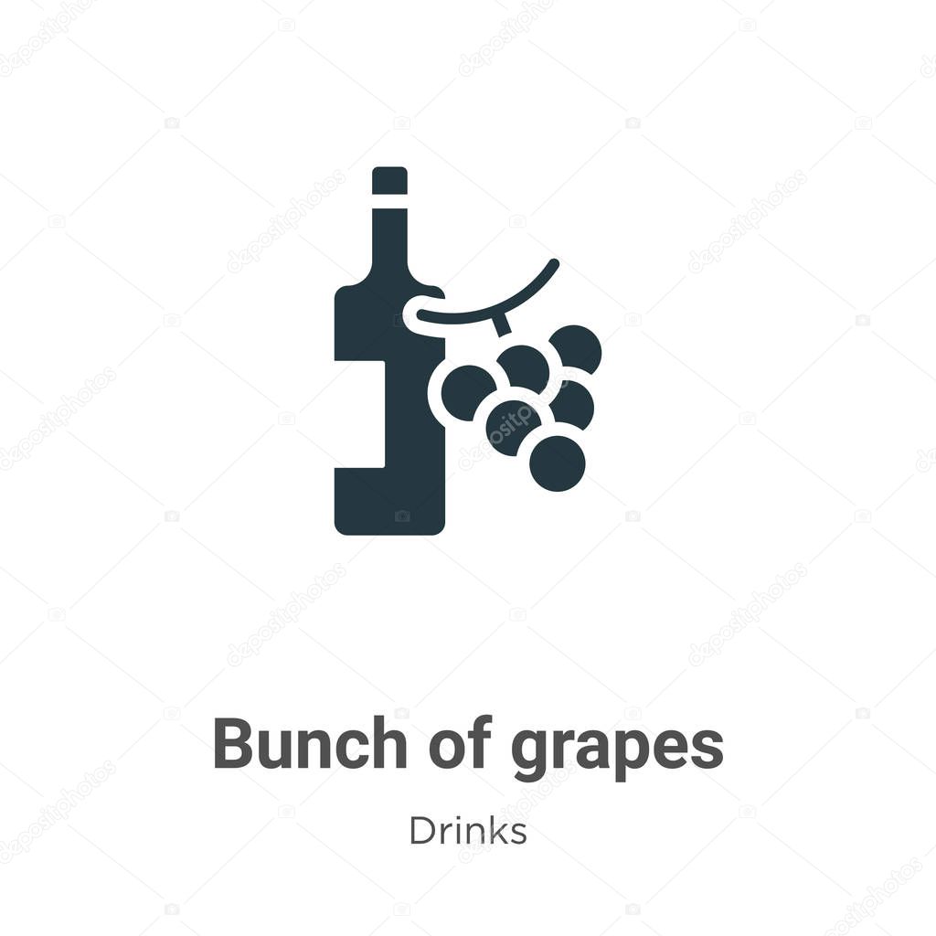 Bunch of grapes vector icon on white background. Flat vector bunch of grapes icon symbol sign from modern drinks collection for mobile concept and web apps design.