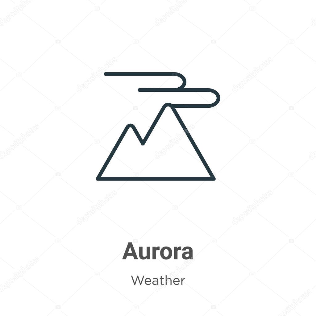Aurora outline vector icon. Thin line black aurora icon, flat vector simple element illustration from editable weather concept isolated on white background