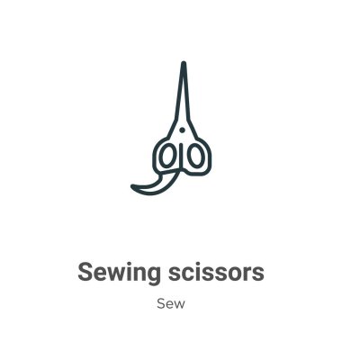 Sewing scissors outline vector icon. Thin line black sewing scissors icon, flat vector simple element illustration from editable sew concept isolated on white background