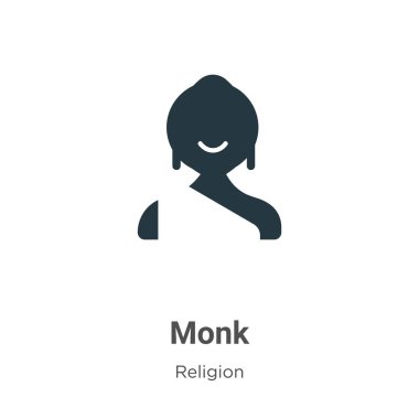 Beyaz arkaplanda Monk vektör simgesi. Mobil konsept ve web uygulamaları tasarımı için modern din koleksiyonundan düz vektör keşiş simgesi işareti.