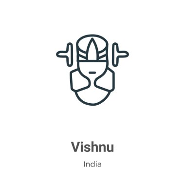 Vishnu outline vector icon. Thin line black vishnu icon, flat vector simple element illustration from editable india concept isolated on white background