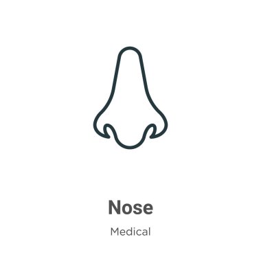 Burun çizgisi vektör simgesi. İnce çizgi siyah burun simgesi, düz vektör basit element illüstrasyonuName