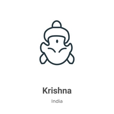 Krishna outline vector icon. Thin line black krishna icon, flat vector simple element illustration from editable india concept isolated on white background