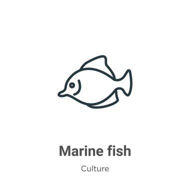 Deniz balığı ana hatları vektör simgesi. İnce çizgi siyah deniz balığı simgesi, düz vektör basit element illüstrasyonu, düzenlenebilir kültür kavramından beyaz arkaplanda izole edilmiş.