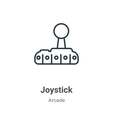 Joystick ana hat vektör simgesi. İnce çizgi siyah joystick simgesi, düz vektör basit element illüstrasyonu beyaz arkaplanda izole edilmiş düzenlenebilir eğlence konseptinden
