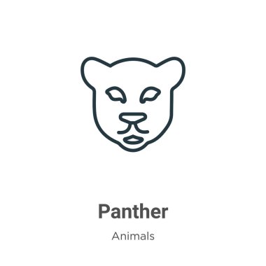 Panther ana hat vektör simgesi. İnce çizgi siyah panter simgesi, düz vektör basit element illüstrasyonu, düzenlenebilir hayvanlar kavramından beyaz arkaplanda izole edilmiş.
