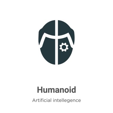 Beyaz arkaplanda insansı vektör simgesi. Mobil konsept ve web uygulamaları tasarımı için modern yapay yaratıcılık ve gelecekteki teknoloji koleksiyonundan düz vektör insansı simge sembolü işareti.