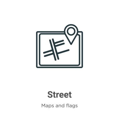 Sokak ana hatları vektör simgesi. İnce çizgi siyah sokak simgesi, düz vektör basit element çizimi düzenlenebilir haritalar ve bayraklar kavramı beyaz arkaplanda izole