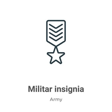 Askeri semboller vektör ikonu. İnce çizgi siyah militar sembolü, düz vektör basit element çizimi, düzenlenebilir ordu kavramından beyaz arkaplanda izole edilmiş.