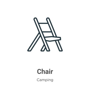Sandalye ana hatlı vektör simgesi. İnce çizgi siyah sandalye simgesi, düz vektör basit element illüstrasyonuName