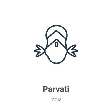 Parvati outline vector icon. Thin line black parvati icon, flat vector simple element illustration from editable india concept isolated on white background