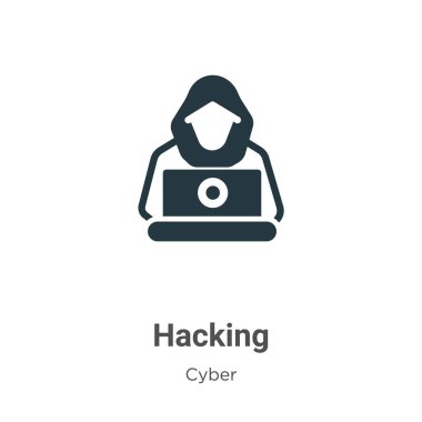Beyaz arkaplandaki vektör simgesi hackleniyor. Mobil konsept ve web uygulamaları tasarımı için modern siber koleksiyonundan düz vektör hack simgesi işareti.