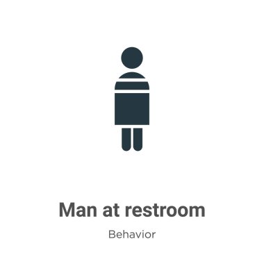 Beyaz arka planda tuvalet vektör simgesindeki adam. Mobil konsept ve web uygulamaları tasarımı için modern davranış koleksiyonundan tuvalet ikonundaki düz vektör adam işareti.