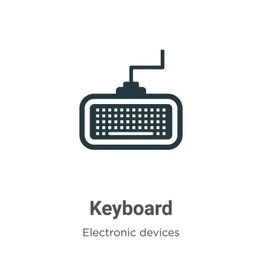 Beyaz arkaplanda klavye vektör simgesi. Mobil konsept ve web uygulamaları tasarımı için modern elektronik aygıt koleksiyonundan düz vektör klavye simgesi işareti.