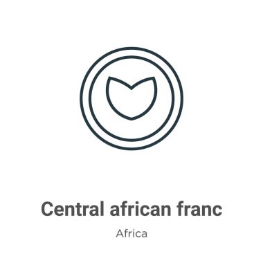 Merkezi Afrika frangı vektör ikonu. İnce çizgi, merkezi Afrika frangı simgesi, düz vektör basit element illüstrasyonu, düzenlenebilir Afrika kavramından beyaz arka planda izole edilmiş.