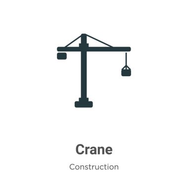 Beyaz arkaplanda Crane vektör simgesi. Mobil konsept ve web uygulamaları tasarımı için modern inşaat koleksiyonundan düz vektör vinç simgesi işareti.