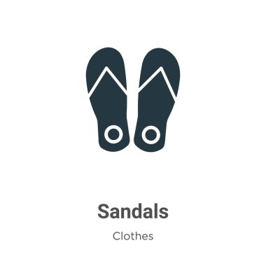Beyaz arkaplanda Sandals vektör simgesi. Mobil konsept ve web uygulamaları tasarımı için modern kıyafet koleksiyonundan düz vektör sandaletleri simgesi işareti.