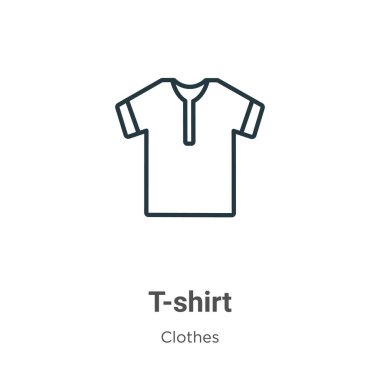 T-shirt taslak vektör simgesi. İnce çizgi siyah t-shirt simgesi, düz vektör basit element çizimi, düzenlenebilir kıyafet konsepti, beyaz arkaplanda izole edilmiş.