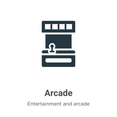 Beyaz arkaplanda atari vektör simgesi. Mobil konsept ve web uygulamaları tasarımı için modern eğlence ve atari koleksiyonundan düz vektör arcade simgesi işareti.