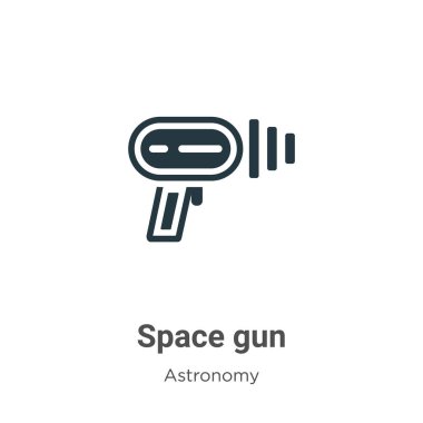 Beyaz arkaplanda uzay silahı vektör simgesi. Mobil konsept ve web uygulamaları tasarımı için modern astronomi koleksiyonundan düz vektör uzay silahı simgesi işareti.